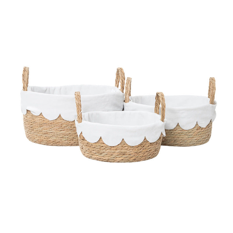 Decorative Woven Storage Basket with Scalloped Edges | High & Bury