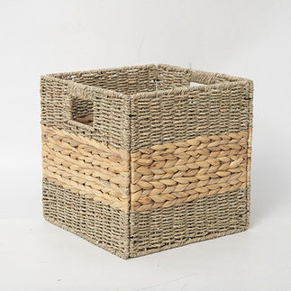 Decorative Woven Storage Cube Brown Blue Gray | High & Bury