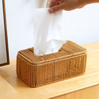 Decorative Woven Tissue Box Cover Light Brown | High & Bury