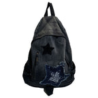 Denim Star Appliqué School Backpack with Adjustable Padded Straps, view 2
