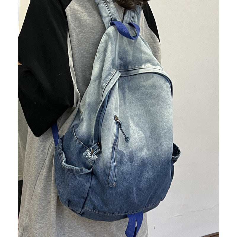 Denim Star Appliqué School Backpack with Adjustable Padded Straps, view 4