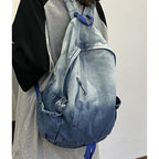 Denim Star Appliqué School Backpack with Adjustable Padded Straps, view 4