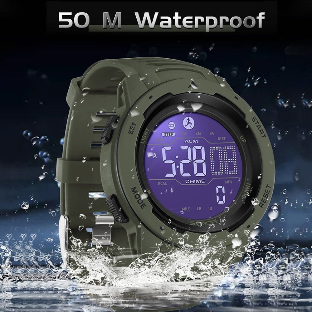 Digital Pedometer Watch, 5 Bar Water Resistance, Resin Case, view 2