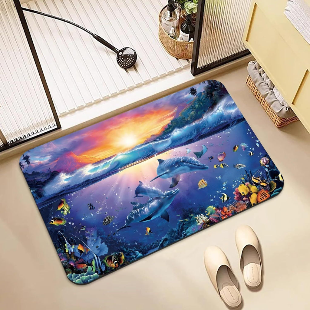 Dolphin-Themed Decorative Bath Mat | High & Bury