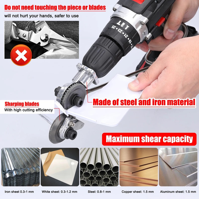 Drill-Powered Metal Cutting Attachment, Alloy Steel, 12–21V, view 4