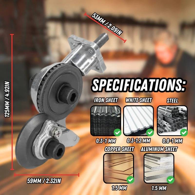 Drill-Powered Metal Cutting Attachment, Alloy Steel, 12–21V, view 7