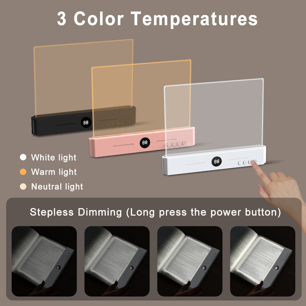 Edge-Lit Acrylic Makeup Mirror Panel with Digital Timer and USB-C Rechargeable LED Base | High & Bury