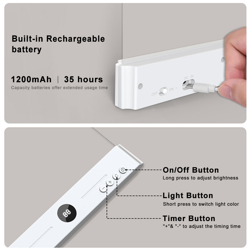 Edge-Lit Acrylic Makeup Mirror Panel with Digital Timer and USB-C Rechargeable LED Base | High & Bury