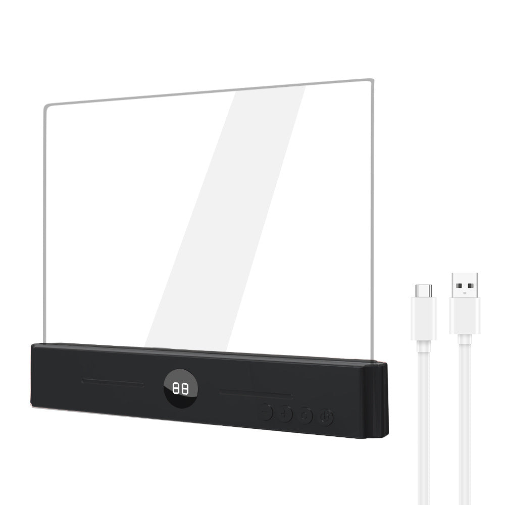 Edge-Lit Acrylic Makeup Mirror Panel with Digital Timer and USB-C Rechargeable LED Base | High & Bury
