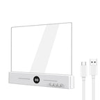 Edge-Lit Acrylic Makeup Mirror Panel with Digital Timer and USB-C Rechargeable LED Base | High & Bury
