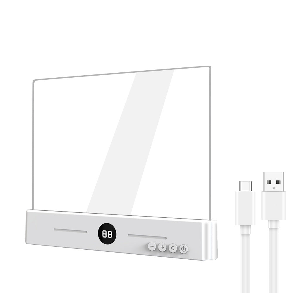 Edge-Lit Acrylic Makeup Mirror Panel with Digital Timer and USB-C Rechargeable LED Base | High & Bury
