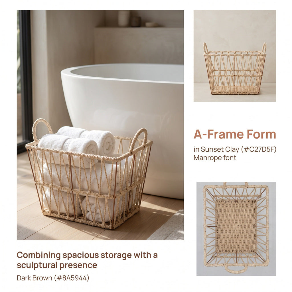 Elegant Bathroom Storage Basket made of Natural Material | High & Bury