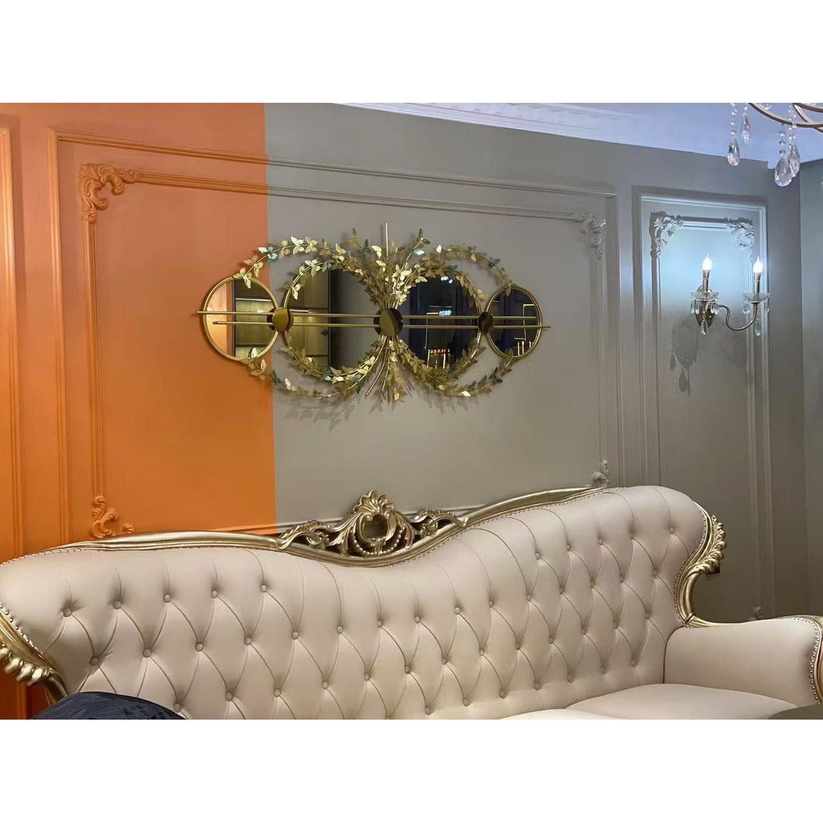 Elegant Botanical Wall Mirror with Decorative Floral Accents | High & Bury