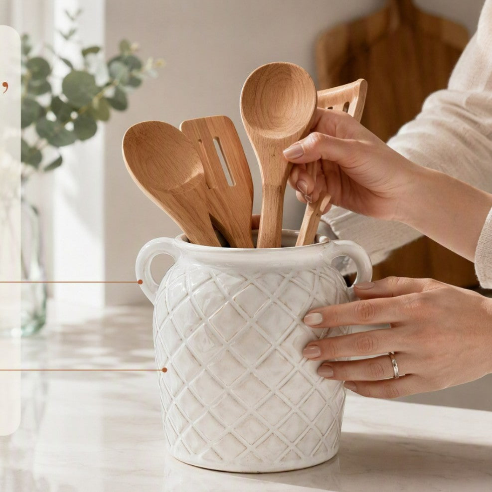 Elegant Ceramic Container with Patterns | High & Bury
