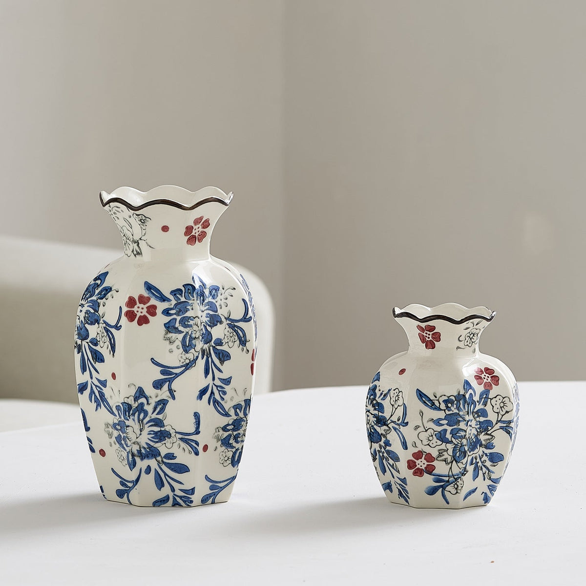 Elegant Ceramic Flower Vase Large | High & Bury