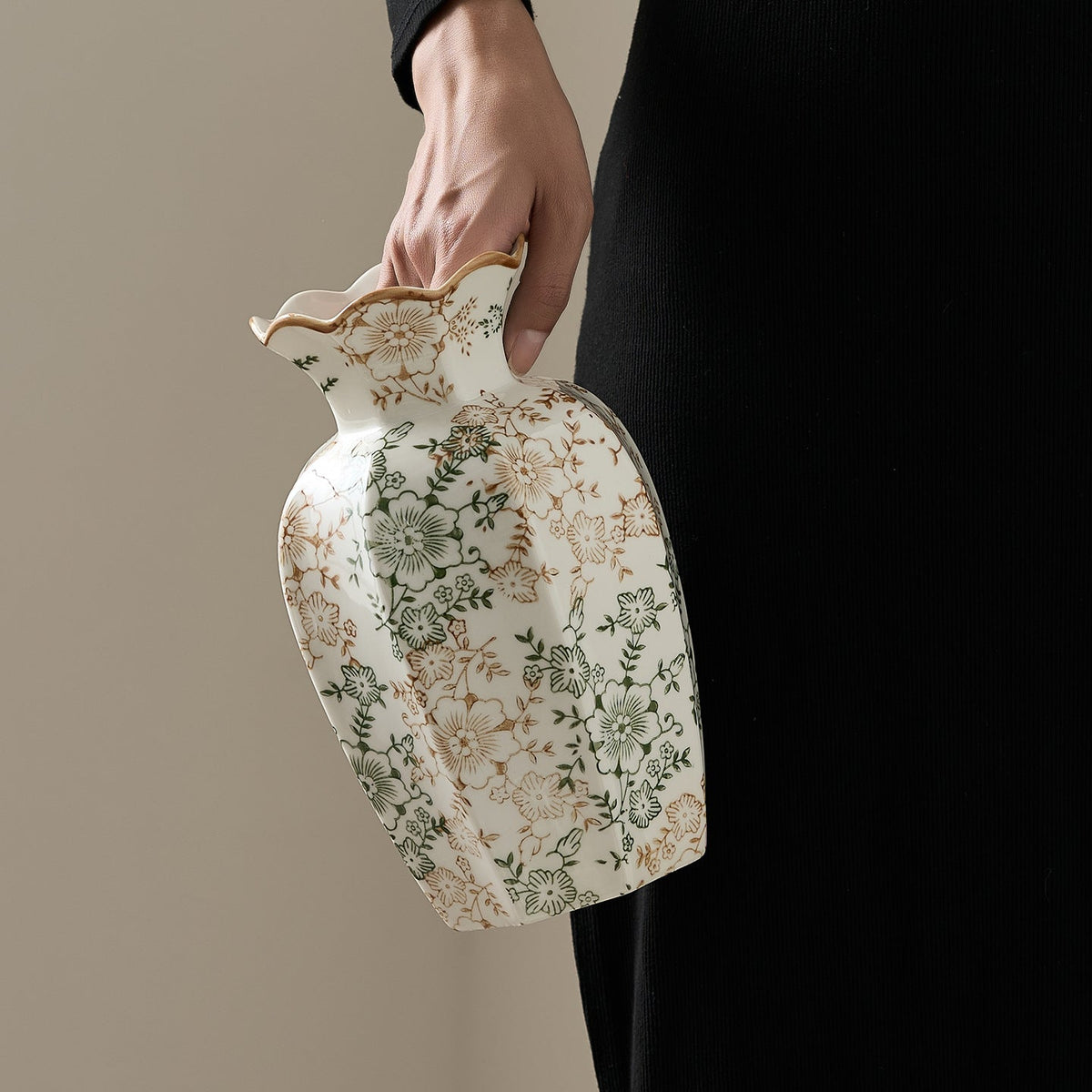 Elegant Ceramic Vase with Floral Pattern | High & Bury