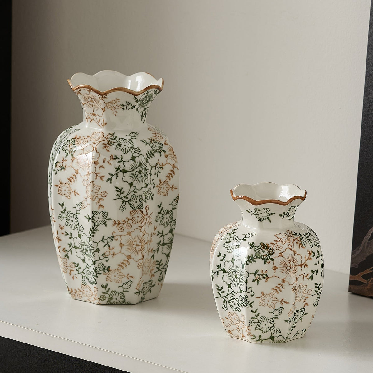 Elegant Ceramic Vase with Floral Pattern | High & Bury