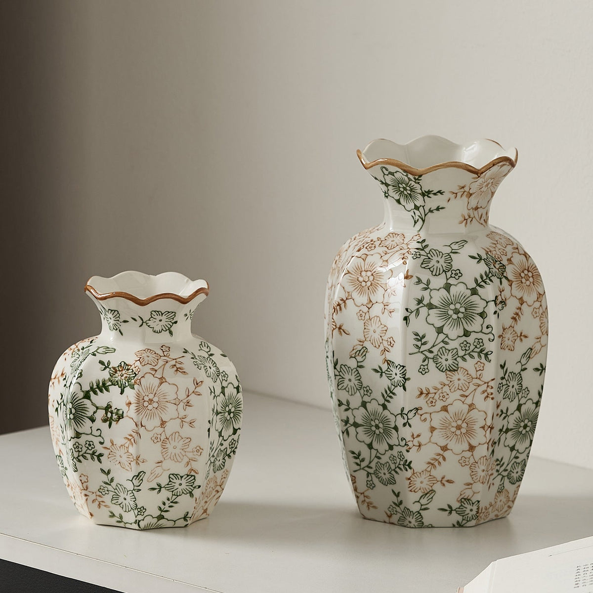 Elegant Ceramic Vase with Floral Pattern | High & Bury