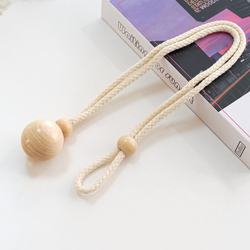 Elegant Curtain Holder with Wooden Beads | High & Bury