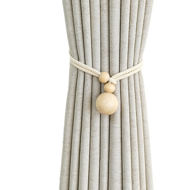 Elegant Curtain Holder with Wooden Beads | High & Bury