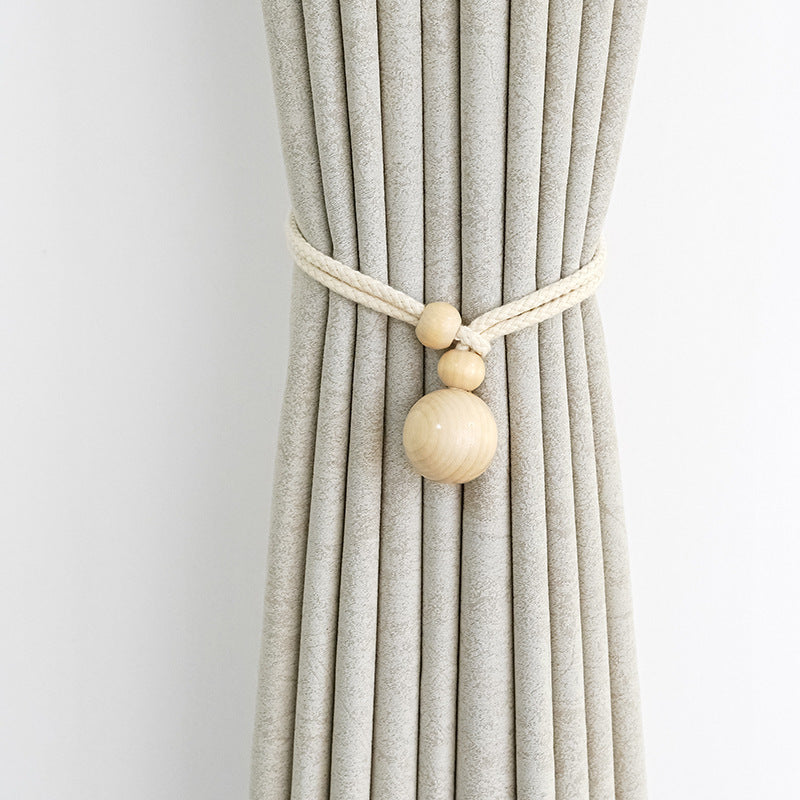 Elegant Curtain Holder with Wooden Beads | High & Bury