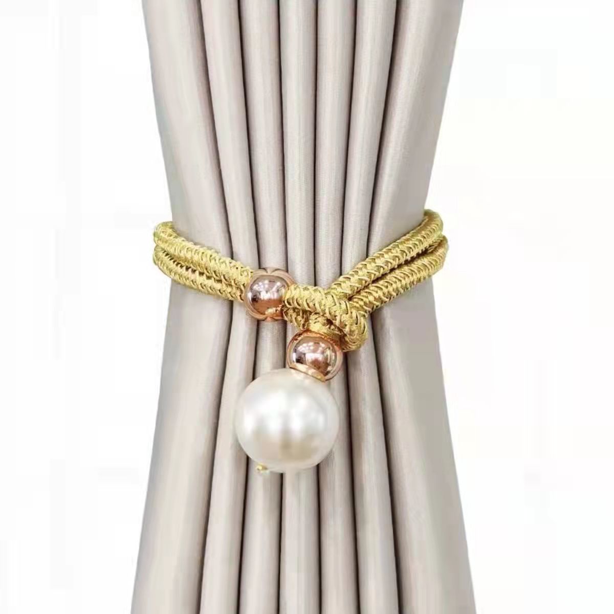 Elegant Curtain Tieback with Decorative Pearl | High & Bury
