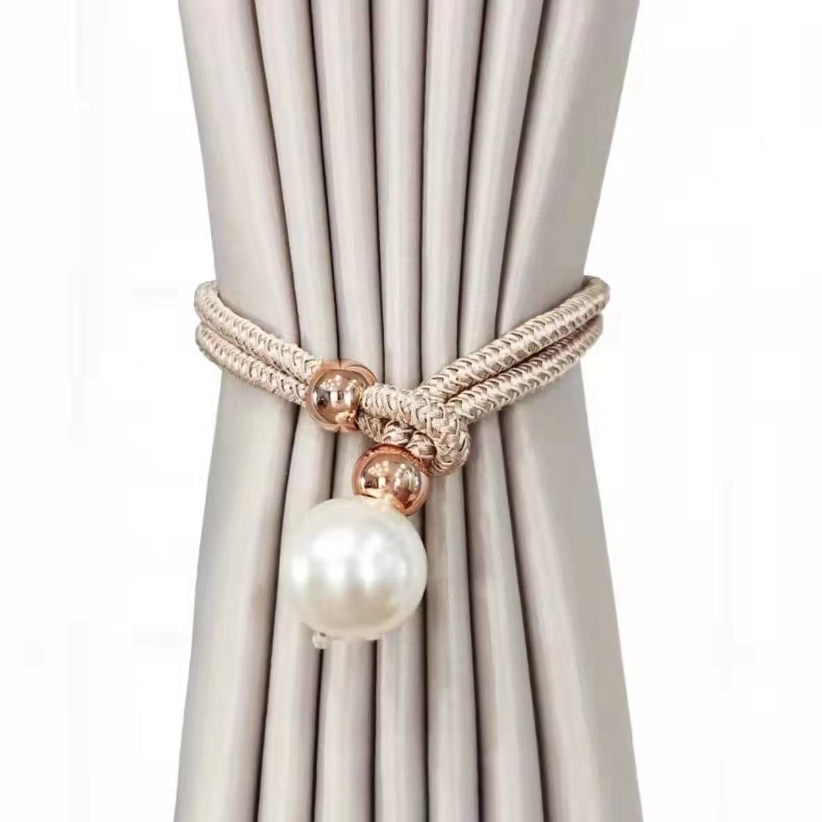 Elegant Curtain Tieback with Decorative Pearl | High & Bury