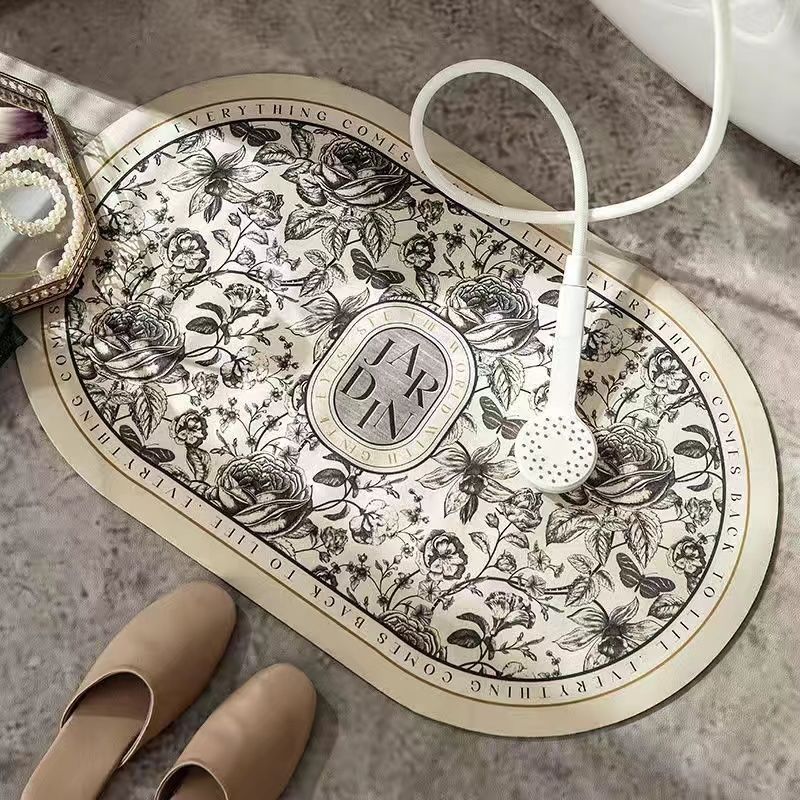 Elegant Floral Design Bath Mat | High & Bury