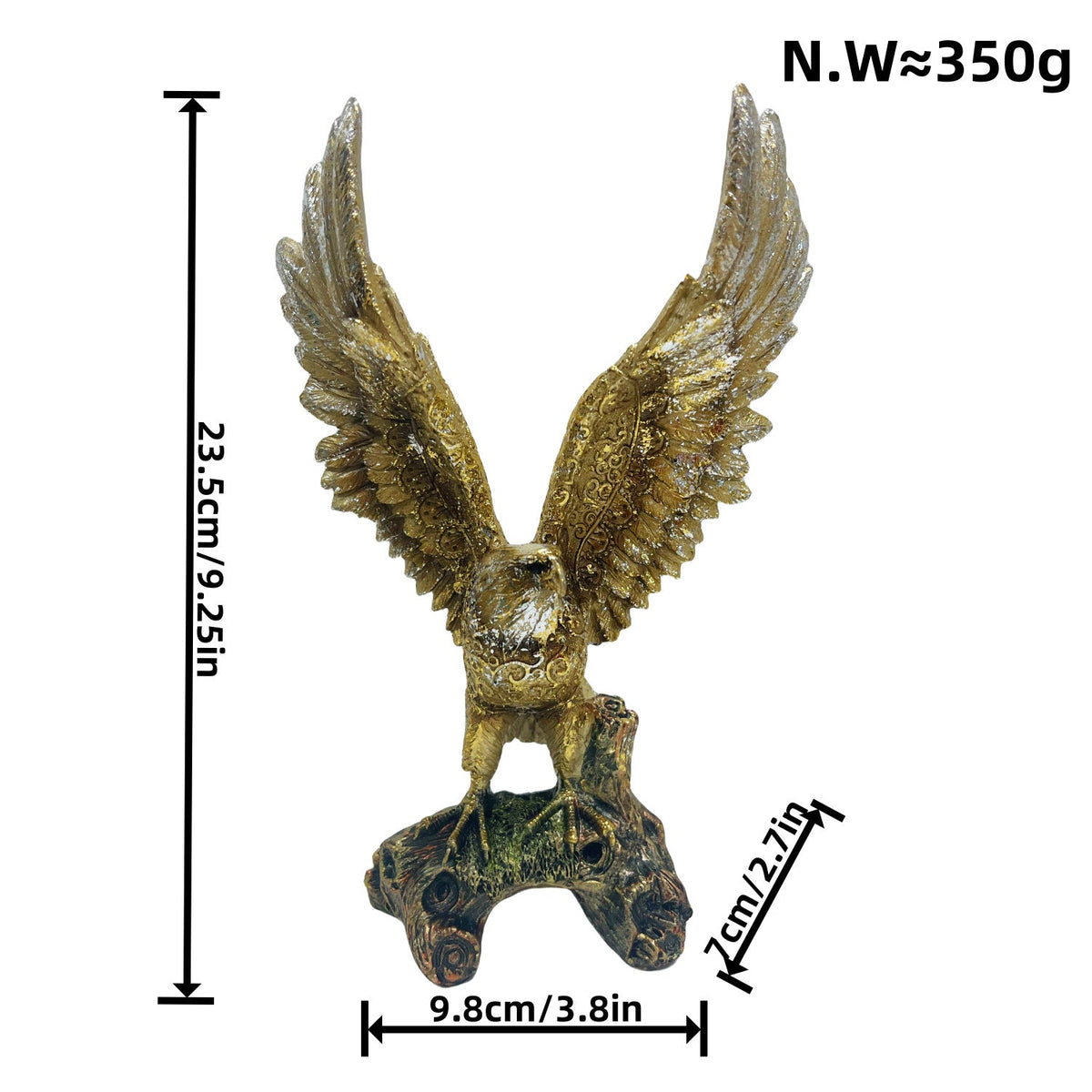 Elegant Garden Figure with Eagle on Tree Trunk | High & Bury