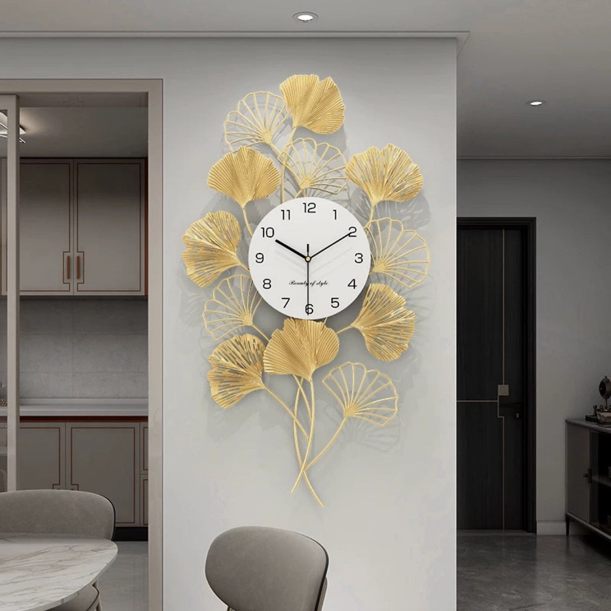 Elegant Ginkgo Leaf Wall Clock | High & Bury