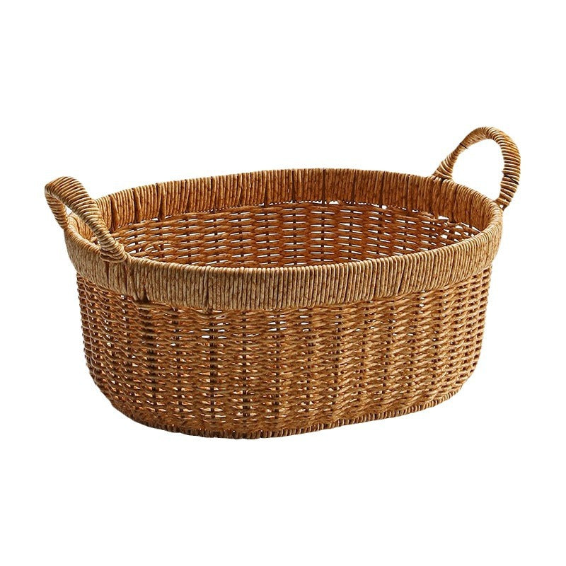Elegant Handwoven Oval Storage Bowl | High & Bury