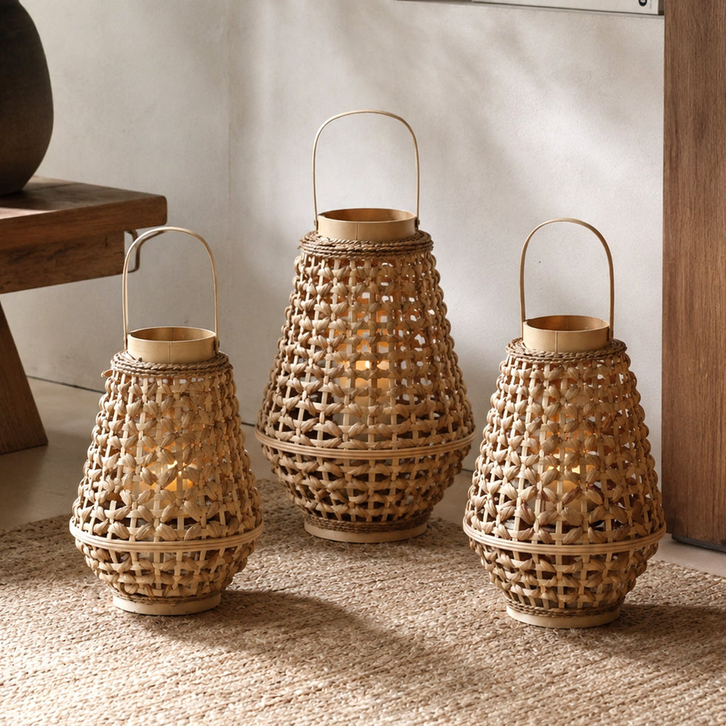 Elegant Lantern made of Braided Rattan | High & Bury