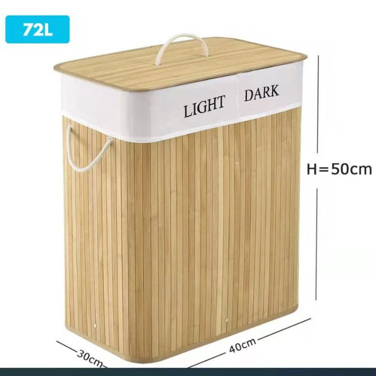 Elegant Laundry Basket made of Bamboo with Practical Lid | High & Bury