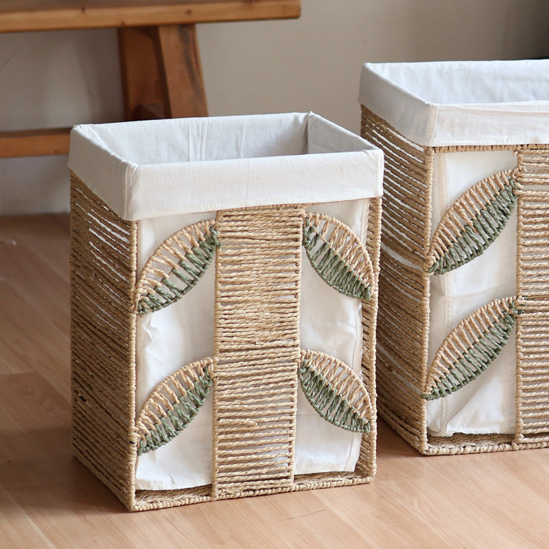 Elegant Laundry Basket made of Natural Wicker with Fabric Lining | High & Bury