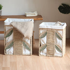 Elegant Laundry Basket made of Natural Wicker with Fabric Lining | High & Bury