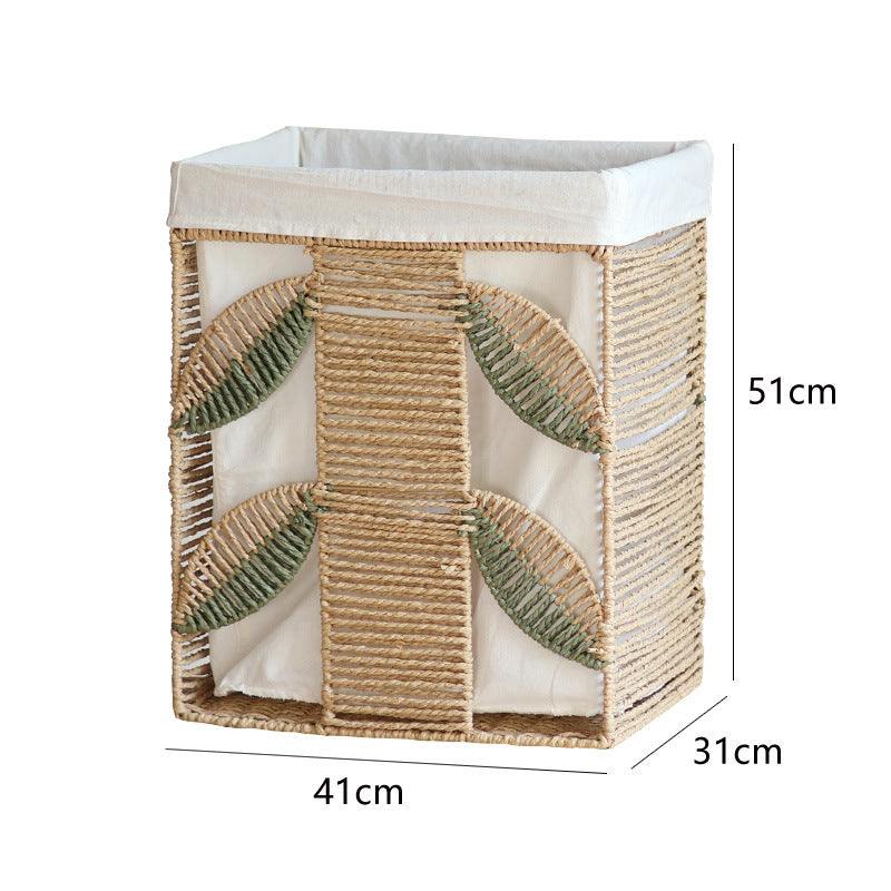 Elegant Laundry Basket made of Natural Wicker with Fabric Lining | High & Bury