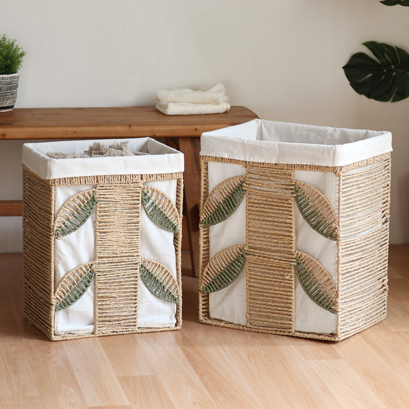 Elegant Laundry Basket made of Natural Wicker with Fabric Lining | High & Bury
