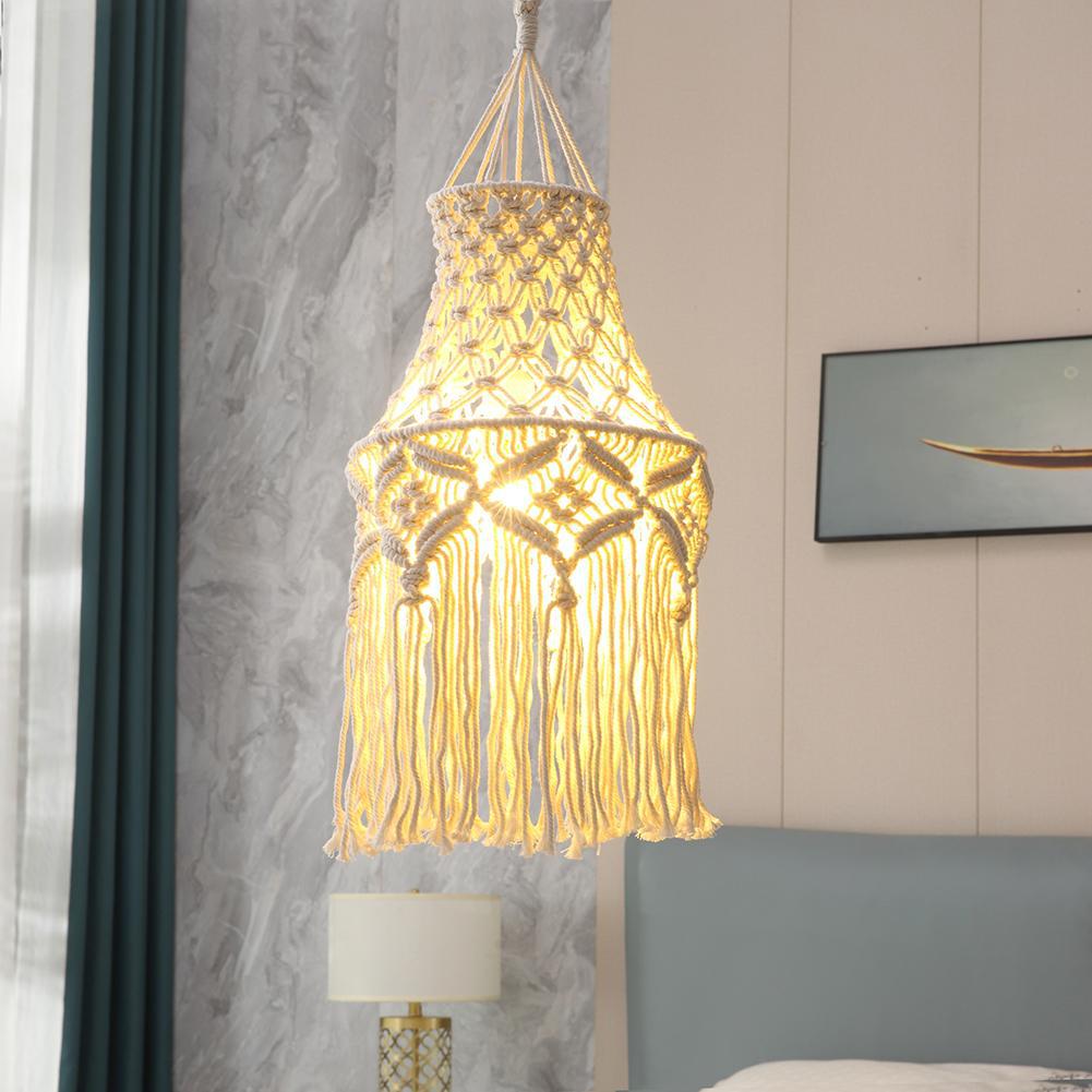Elegant Macrame Hanging Lamp with Fringes | High & Bury