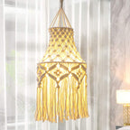 Elegant Macrame Hanging Lamp with Fringes | High & Bury