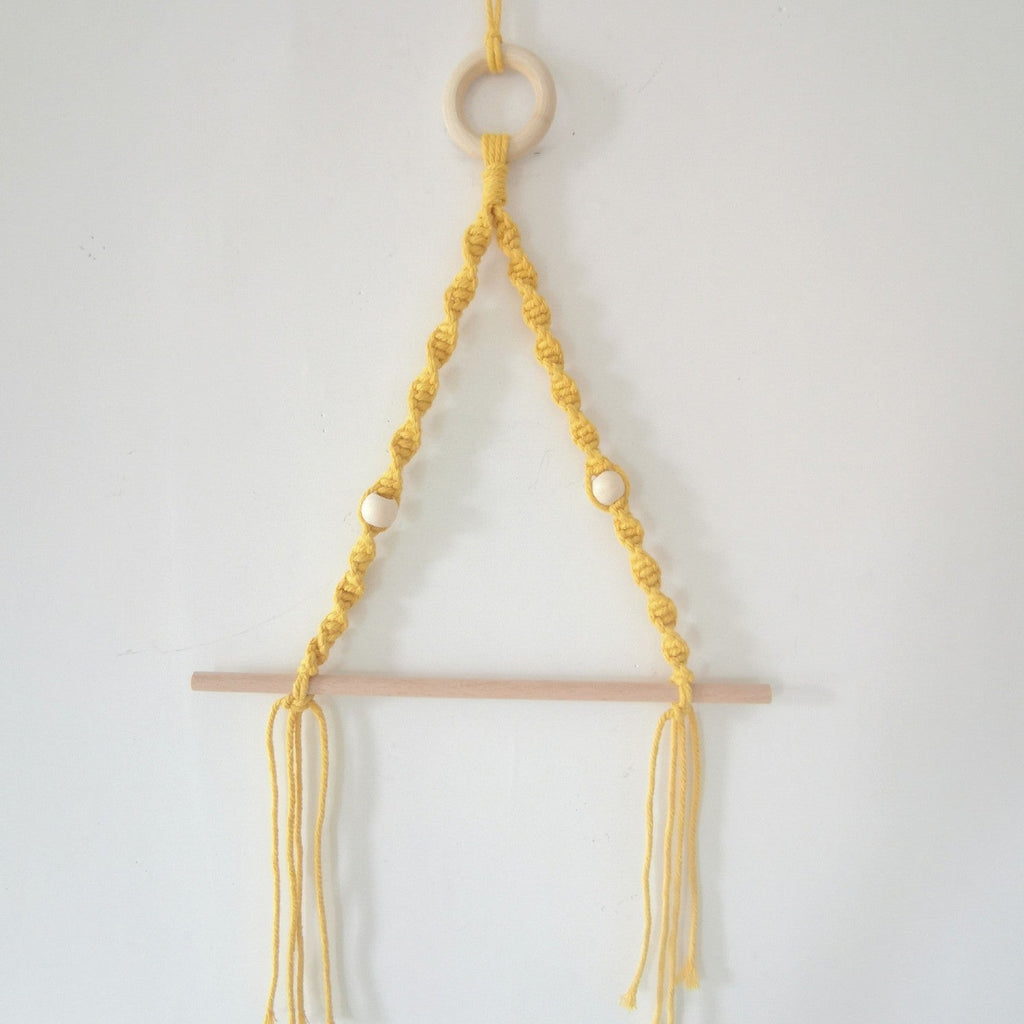 Elegant Macrame Plant Hanger Yellow Gray | High & Bury