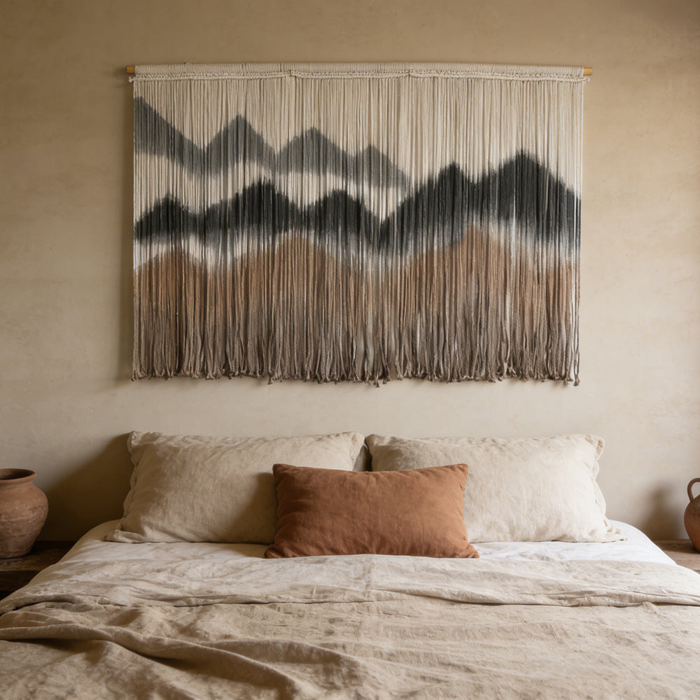 Elegant Macrame Wall Hanging with Artistic Wave Pattern | High & Bury