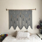 Elegant Macrame Wall Hanging with Ornate Fringes and Leaves | High & Bury