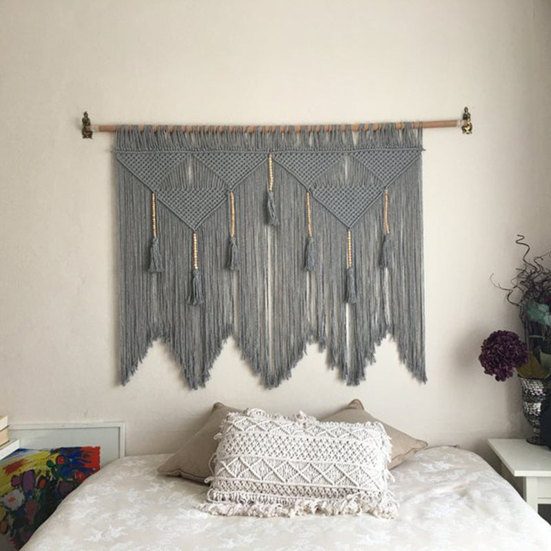 Elegant Macrame Wall Hanging with Ornate Fringes and Leaves | High & Bury