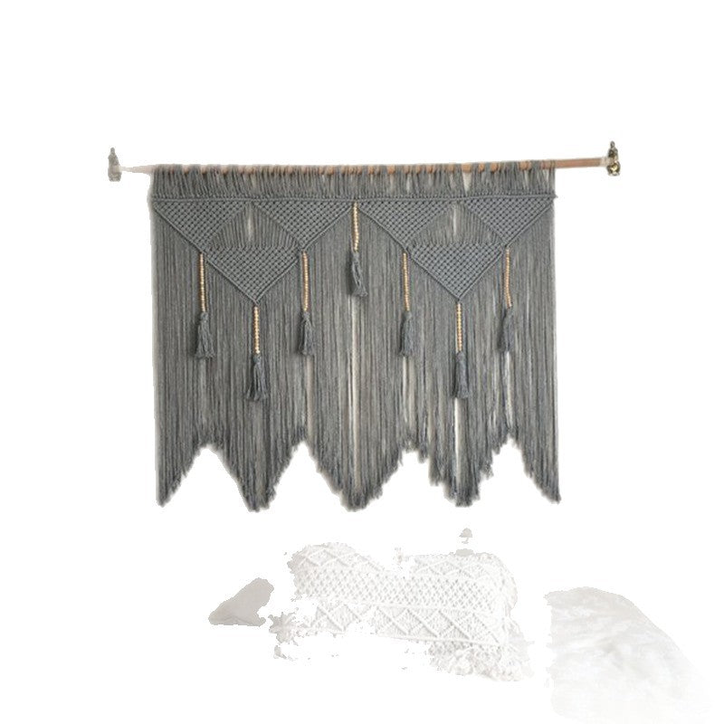 Elegant Macrame Wall Hanging with Ornate Fringes and Leaves | High & Bury