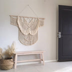 Elegant Macrame Wall Hanging with Ornate Fringes and Leaves | High & Bury