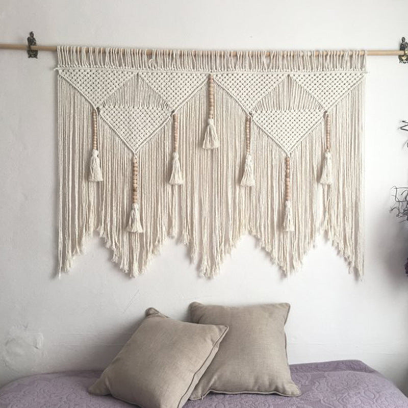 Elegant Macrame Wall Hanging with Ornate Fringes and Leaves | High & Bury