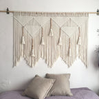 Elegant Macrame Wall Hanging with Ornate Fringes and Leaves | High & Bury
