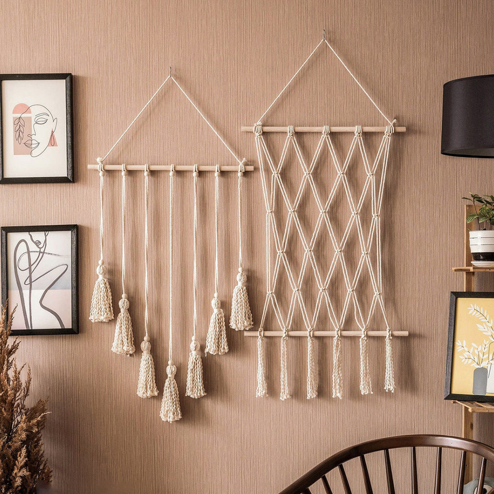 Elegant Macrame Wall Tapestry with Artistic Design | High & Bury