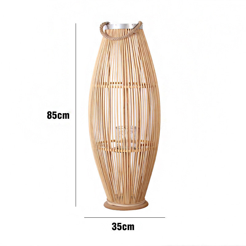 Elegant Rattan Lantern Woven Natural Fiber Soft Textile | High & Bury