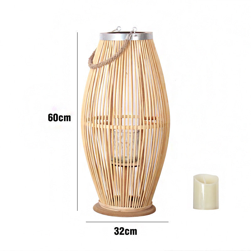 Elegant Rattan Lantern Woven Natural Fiber Soft Textile | High & Bury